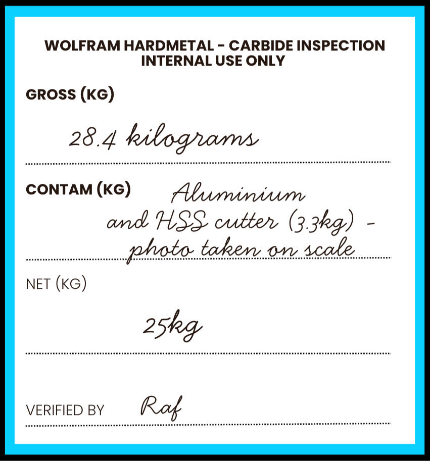 Scrap Carbide Tools Inspection